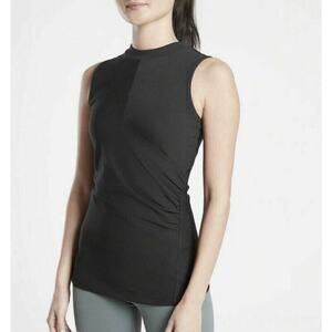 Athleta Bayview Tank Black Powervita Wrap Detail Sleeveless Athleisure Size XS